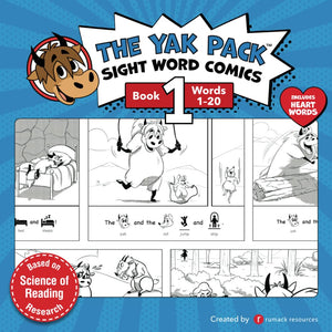 The Yak Pack: Sight Word Stories: Book 1: Comic Books to Practice Reading Dolch Sight Words (120) (The Yak Pack Comics Complete,Used