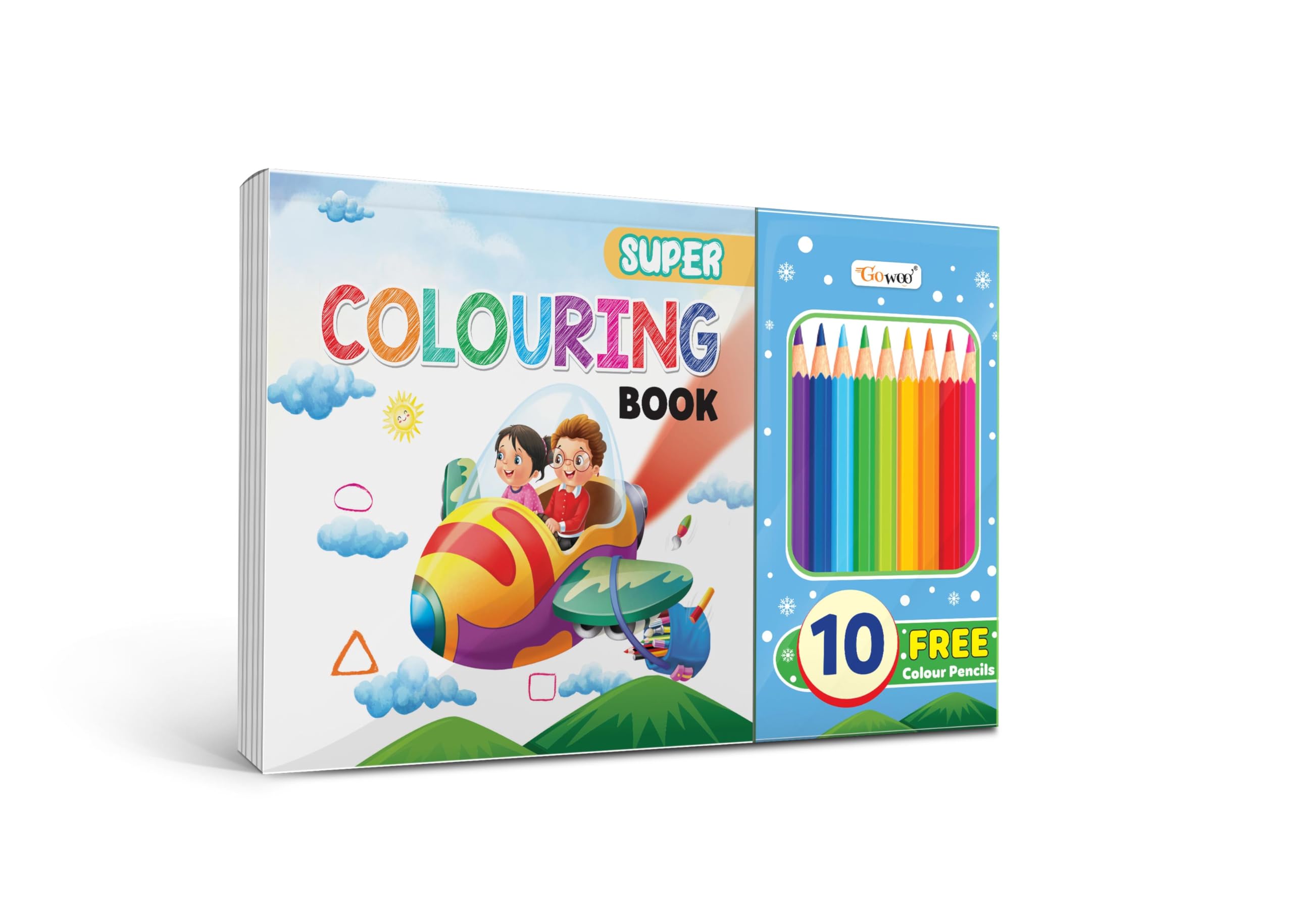Super Colouring Book For Kids : Adventure Coloring Book For Kids, Children Colouring Book, Kids Drawing Book, Fun Learning Coloring Book With 10 Free Pencil Colours For Ages (3-12).