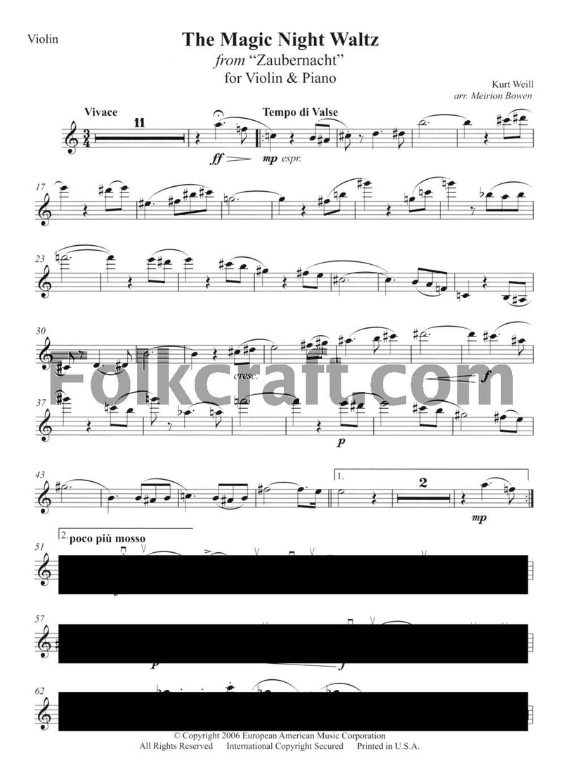 The Magic Night Waltz from Zaubernacht: Violin and Piano,Used