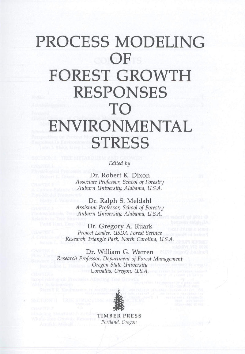 Process Modeling of Forest Growth Responses to Environmental Stress,Used