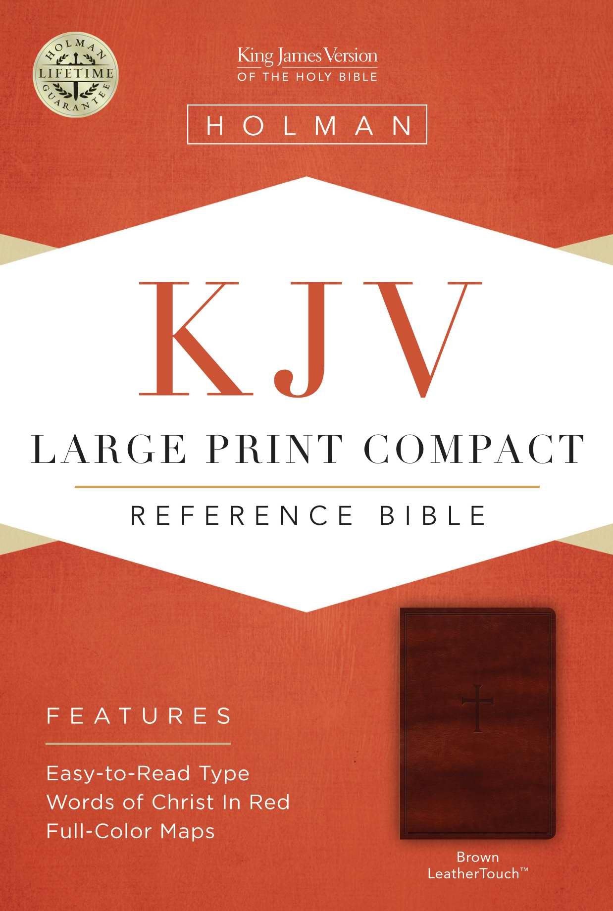 KJV Large Print Compact Reference Bible, Brown LeatherTouch,New