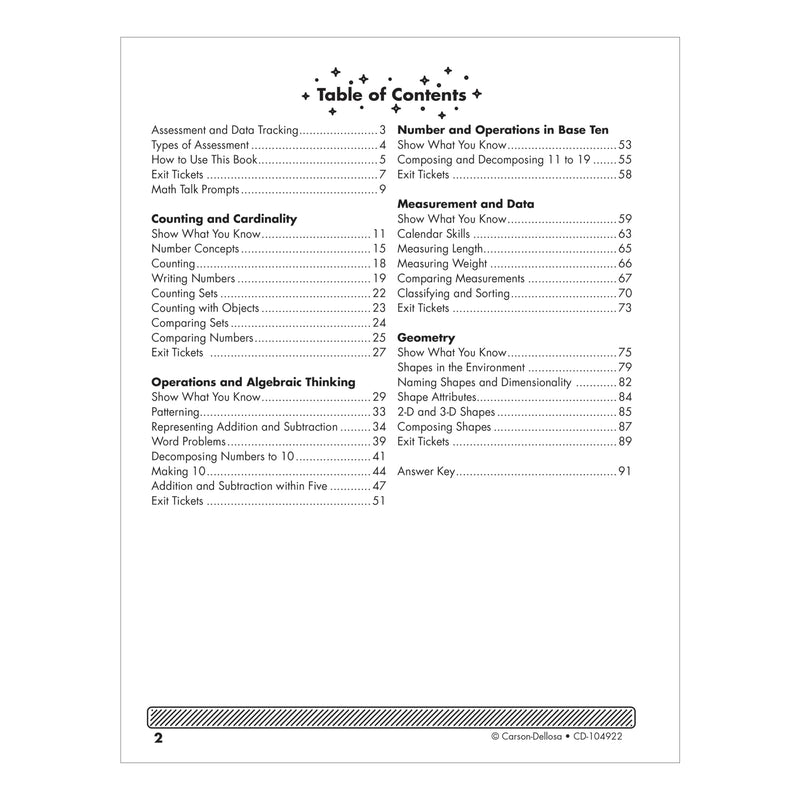 Carson Dellosa Instant Assessments for Data Tracking, Grade K Resource Book,Used