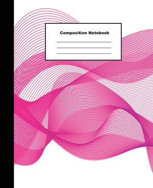 Composition Notebook: Pink and Dark Purple Abstract Horizontal Banner Wide Ruled,Used