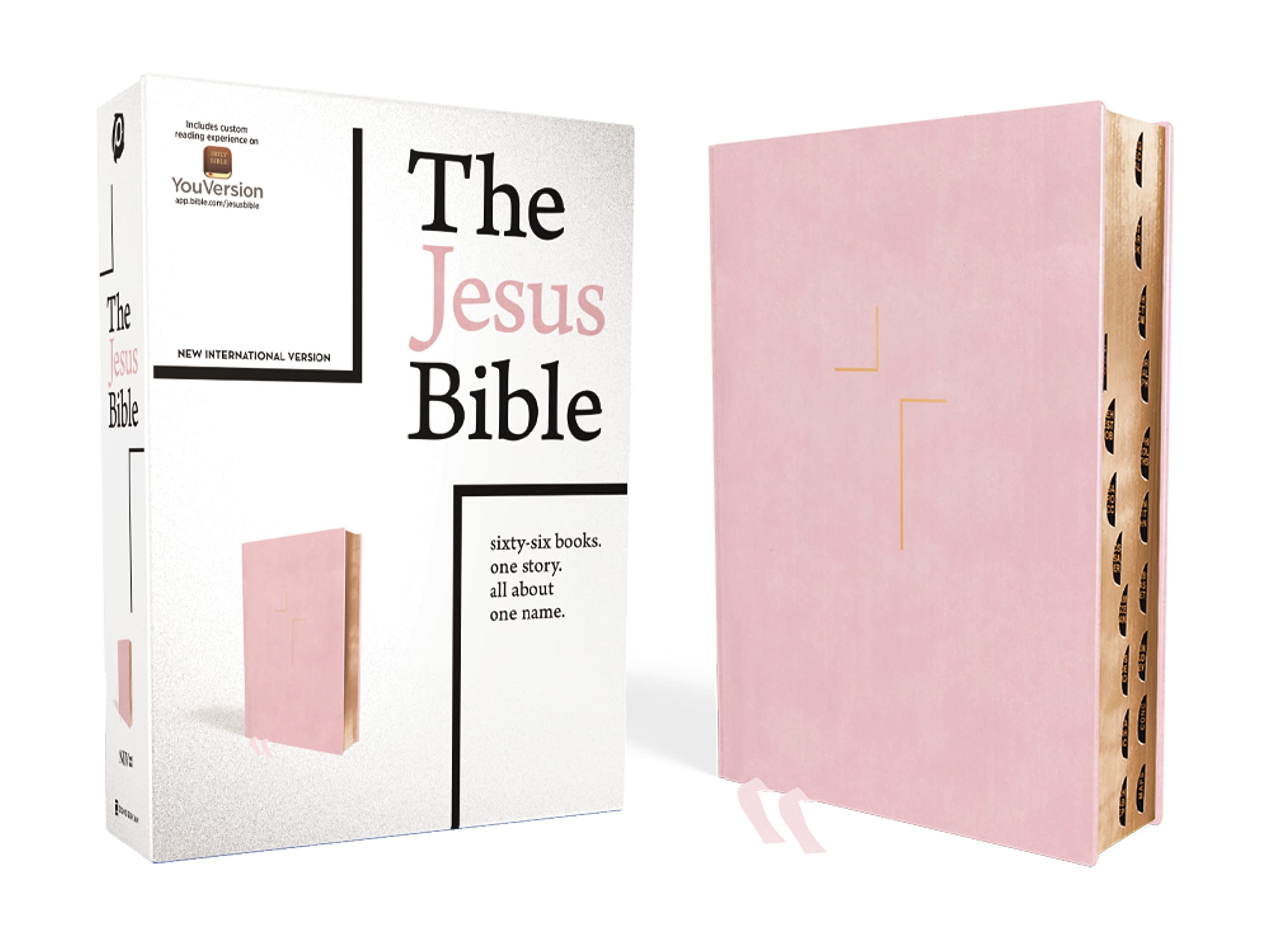 The Jesus Bible, Niv Edition, (With Thumb Tabs To Help Locate The Books Of The Bible), Leathersoft Over Board, Pink, Thumb Index