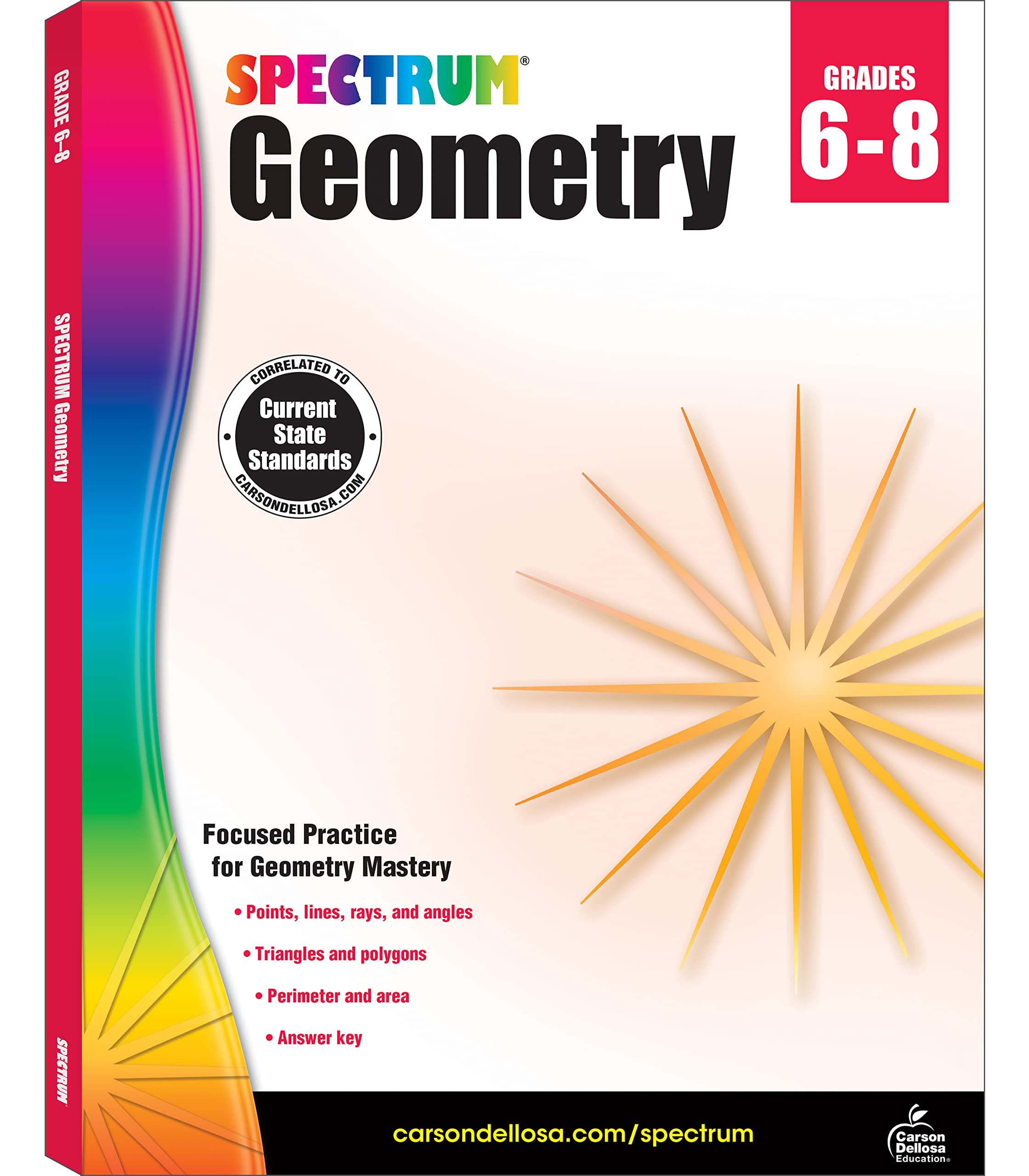 Spectrum Grades 68 Geometry Math Workbook, Mathematics Book for Kids Ages 11 to 14 Covering Geometric Shapes, Perimeter, Area, ,New
