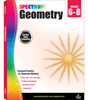 Spectrum Grades 68 Geometry Math Workbook, Mathematics Book for Kids Ages 11 to 14 Covering Geometric Shapes, Perimeter, Area, ,Used