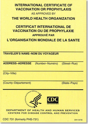 Pack of 25: International Certificate of Vaccination or Prophyaxis as Approved by the World Health Organization:Pack of 25,New