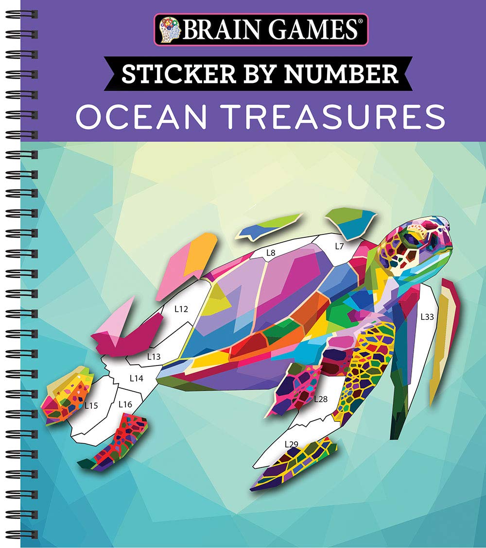 Brain Games  Sticker by Number: Ocean Treasures,Used