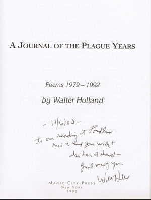 A Journal Of The Plague Years: Poems 19791992,Used