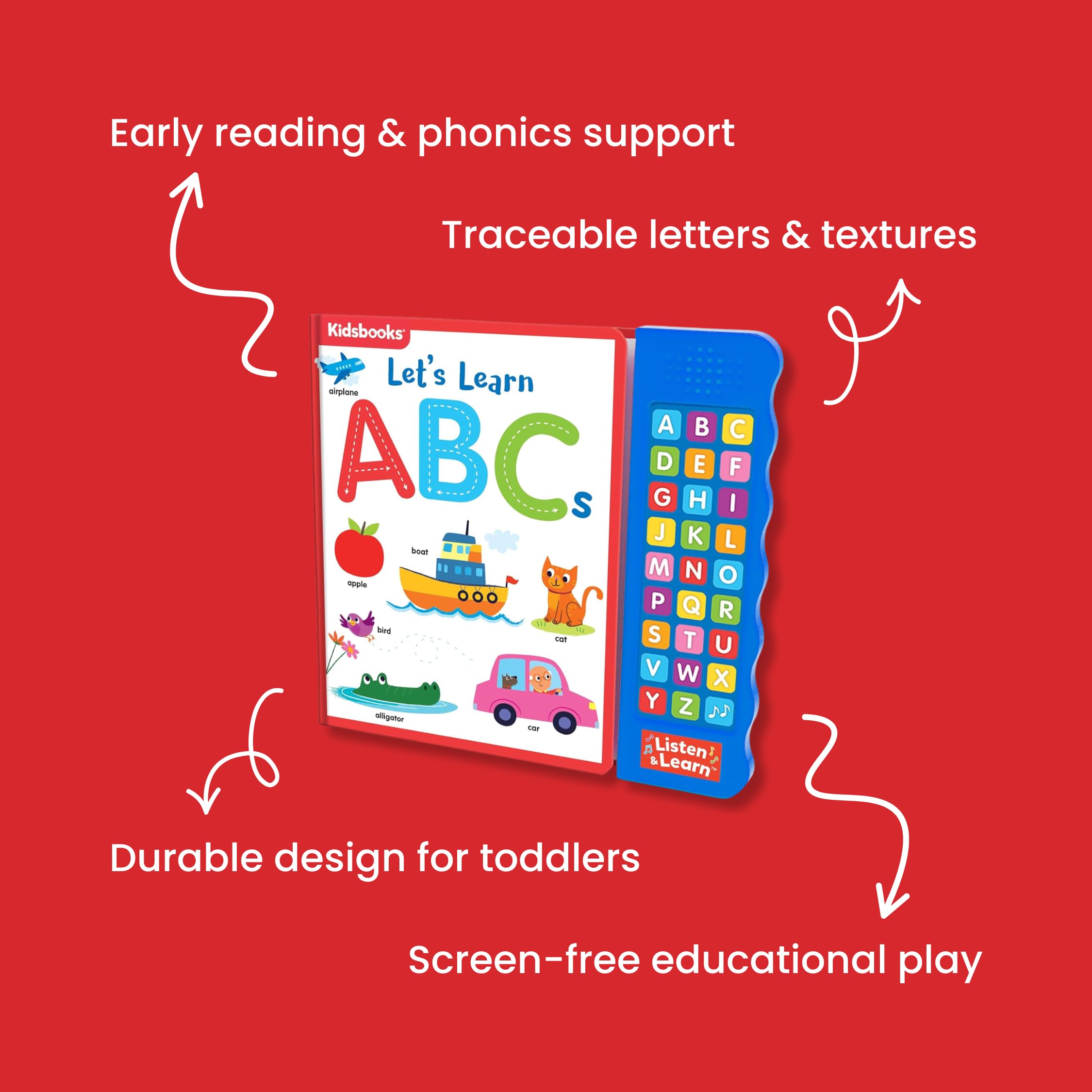 Lets Learn ABCs - Interactive Toddler Sound Book with 27 Buttons  Tracing, Alphabet Song, Childrens Board Book  Learn Letters & First Words  Fun Learning Activities for Boys & Girls-New