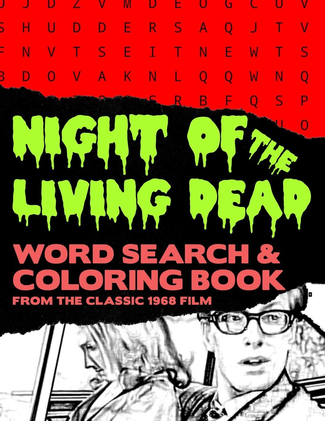 Night of the Living Dead: Zombie Horror Movie Word Search Finder Puzzle And Grayscale Coloring Pages Activity Book Large Print S,Used