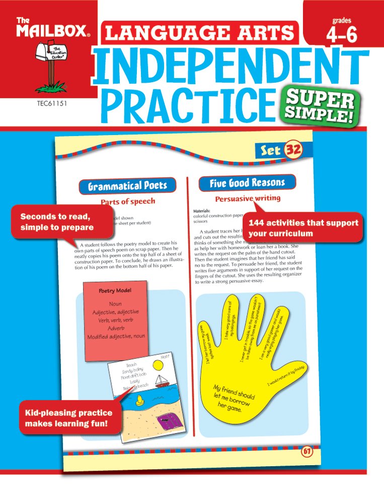 Super Simple Independent Practice: Language Arts (Grs. 46),New