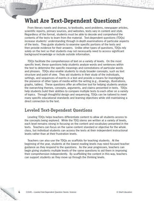 Leveled TextDependent Question Stems: Science,Used