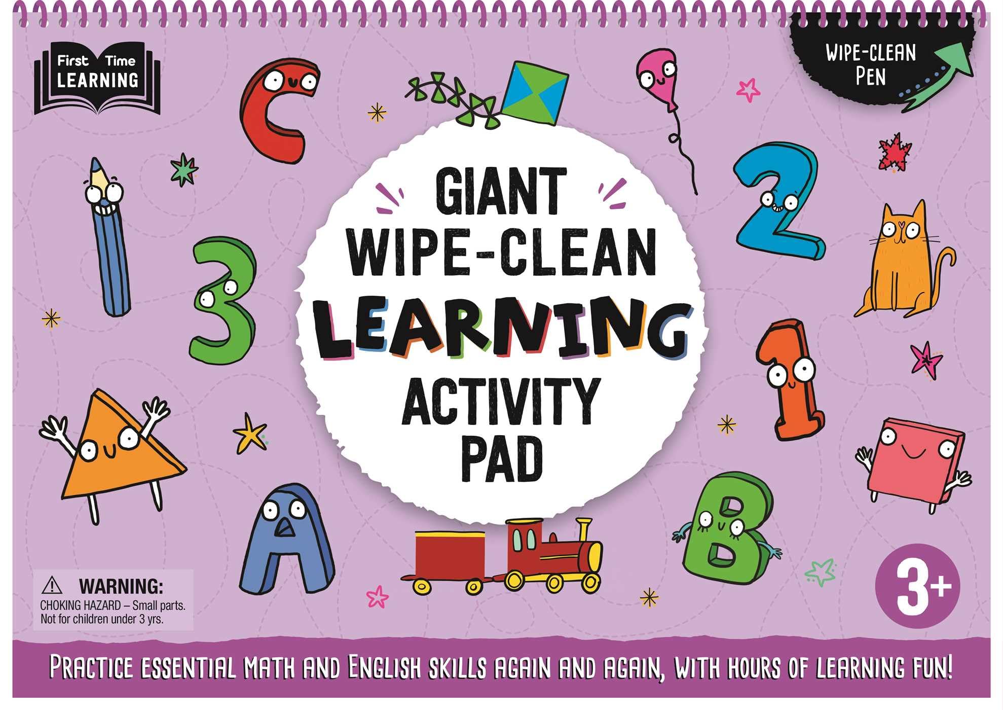 Giant WipeClean Learning Activity Pack: Practice Essential Math and English Skills, With Hours of Learning Fun! 3+,New