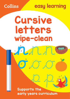 Collins Easy Learning Preschool  Cursive Letters Age 35 Wipe Clean Activity Book,Used