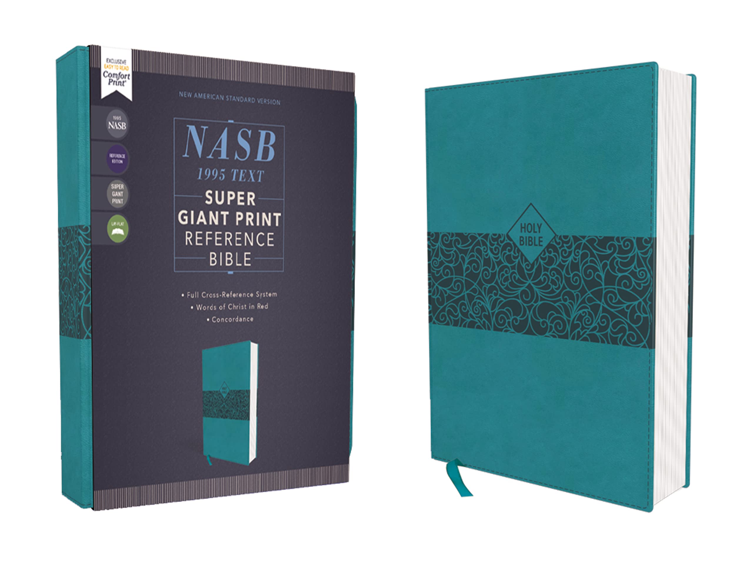 Nasb, Super Giant Print Reference Bible, Leathersoft, Teal, Red Letter, 1995 Text, Comfort Print,New