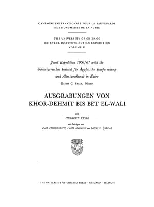 Ausgrabungen von KhorDehmit bis Bet ElWali (Oriental Institute Nubian Expedition),Used