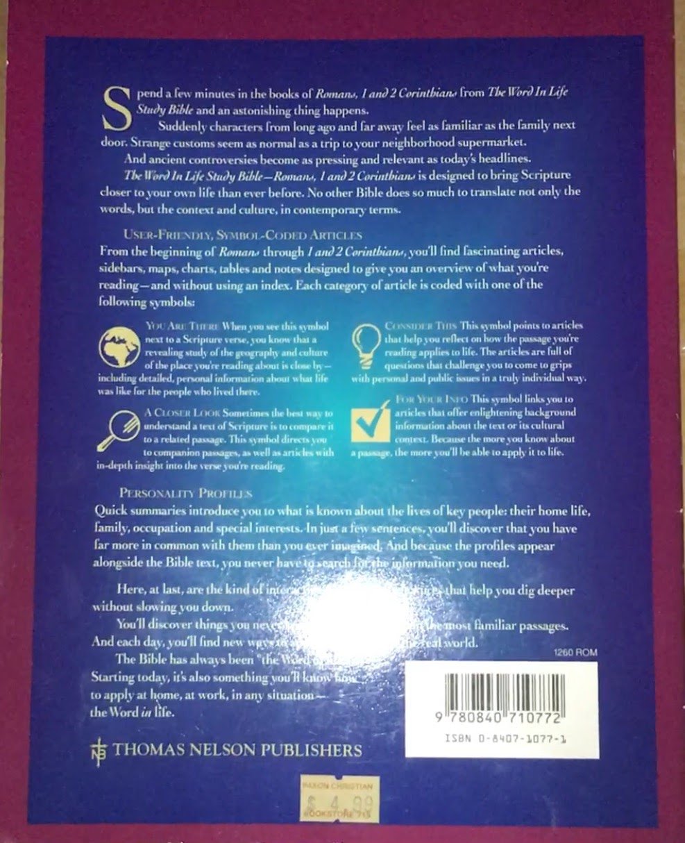 The Word in Life Study Bible: Romans, 1 & 2 Corinthians,Used