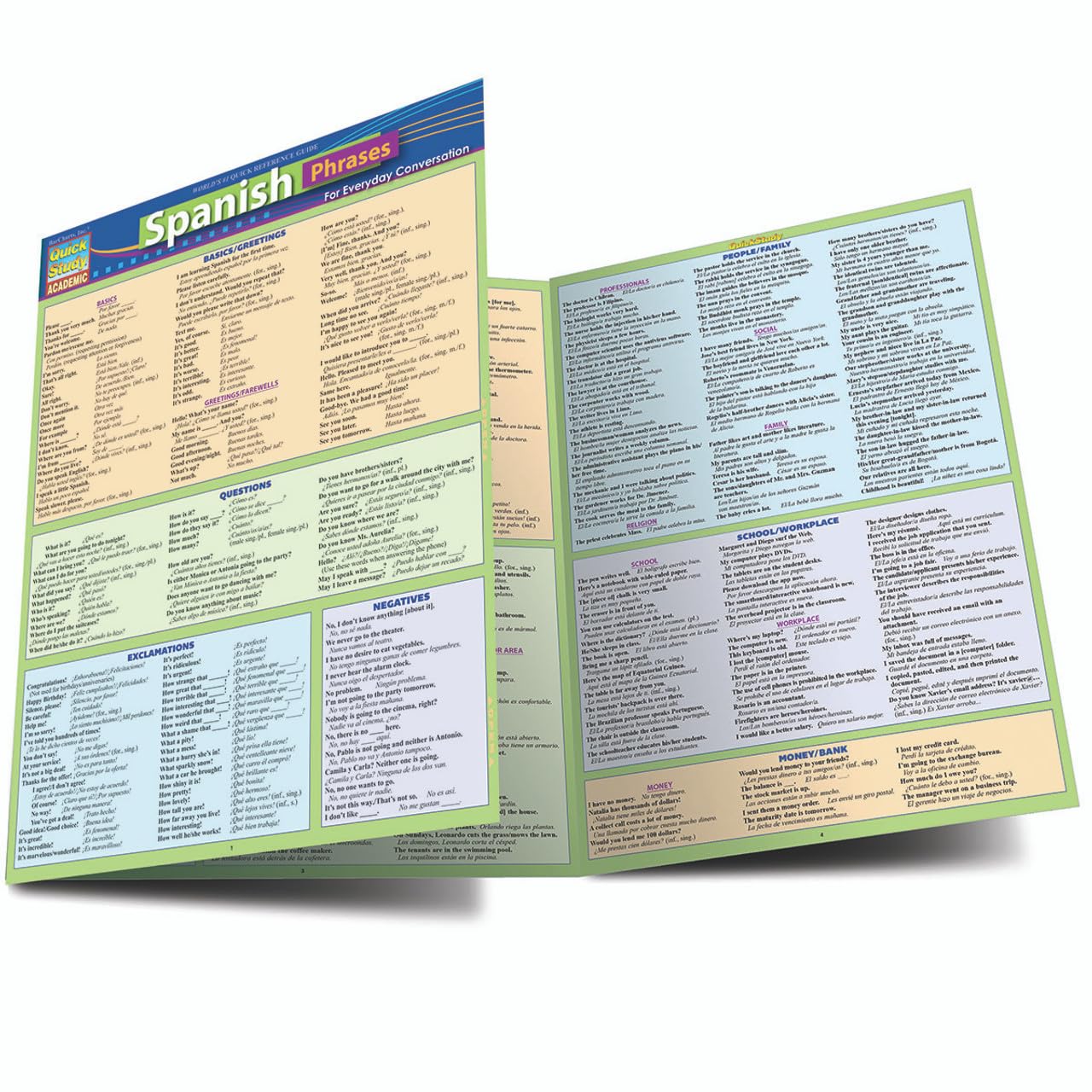 Spanish Phrases (English and Spanish Edition) QuickStudy Laminated Reference Guide (QuickStudy Academic),Used