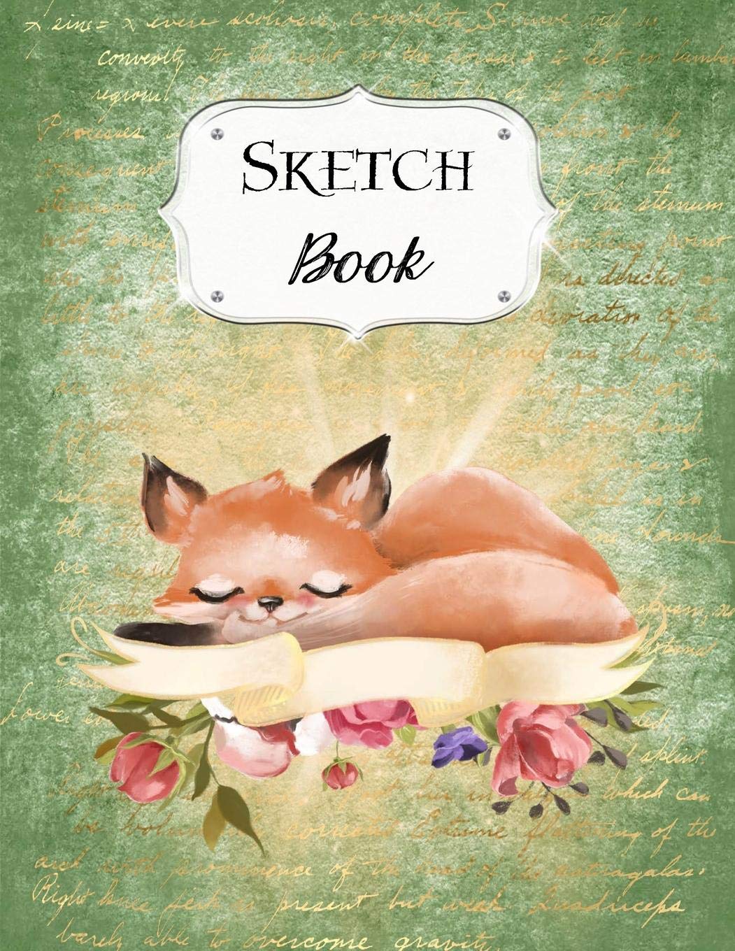 Sketch Book: Fox  Sketchbook  Scetchpad for Drawing or Doodling  Notebook Pad for Creative Artists  Green Floral Flowers,Used