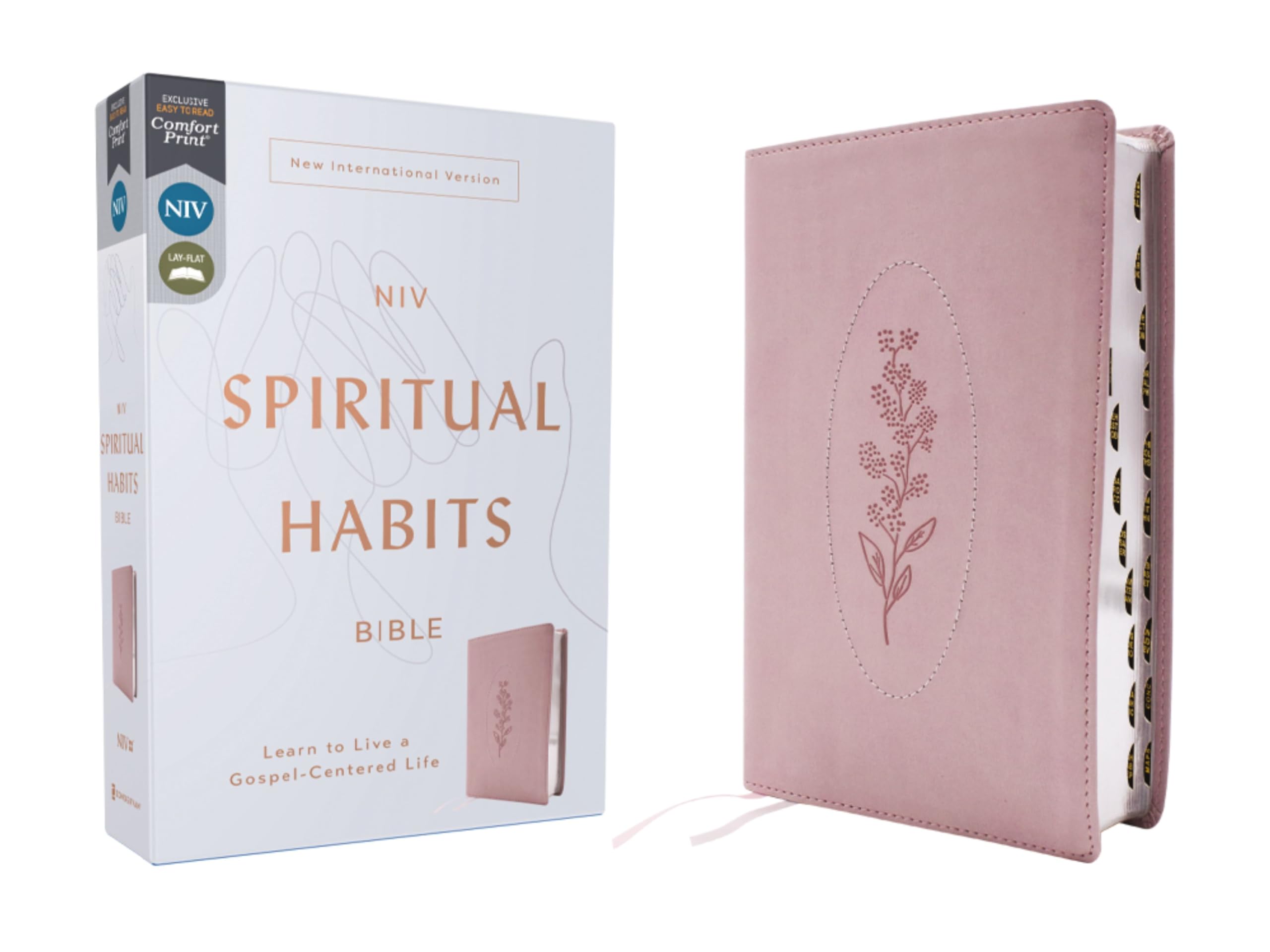 Niv, Spiritual Habits Bible, Leathersoft, Pink, Red Letter, Thumb Indexed, Comfort Print: Learn To Live A GospelCentered Life