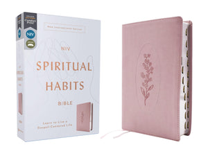 Niv, Spiritual Habits Bible, Leathersoft, Pink, Red Letter, Thumb Indexed, Comfort Print: Learn To Live A GospelCentered Life