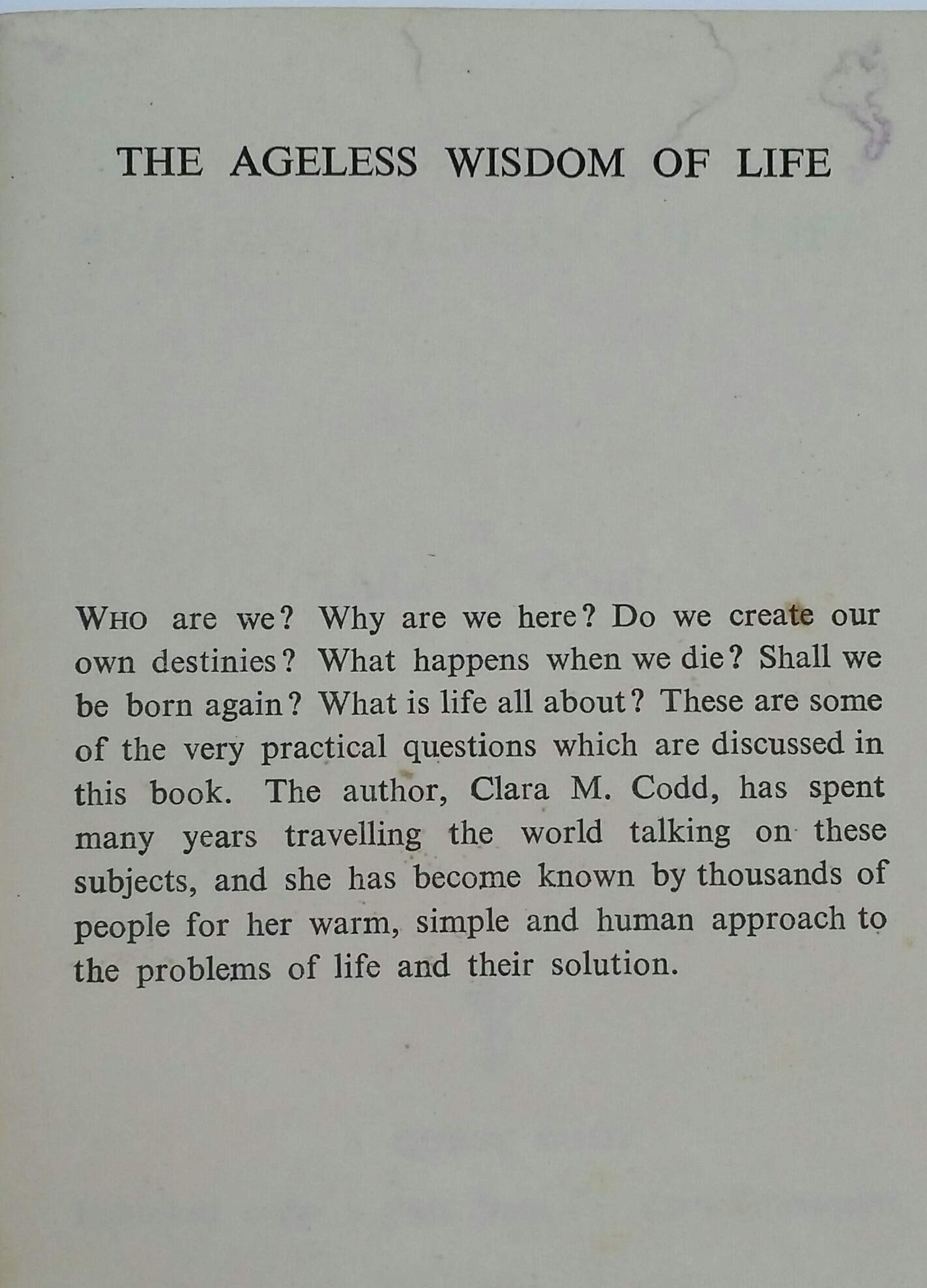 Ageless Wisdom of Life (Quest Books),Used