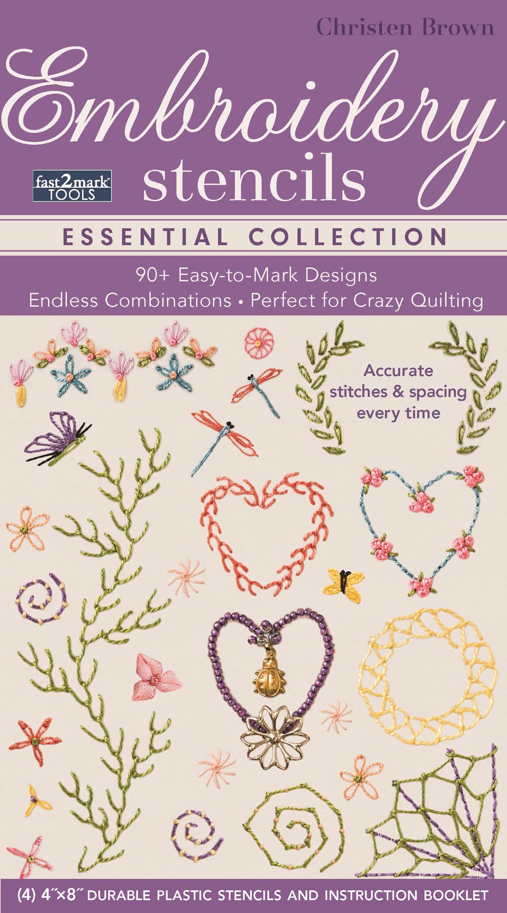 fast2mark Embroidery Stencils  Essential Collection: 90+ EasytoMark Designs  Endless Combinations  Perfect for Crazy Quiltin,Used