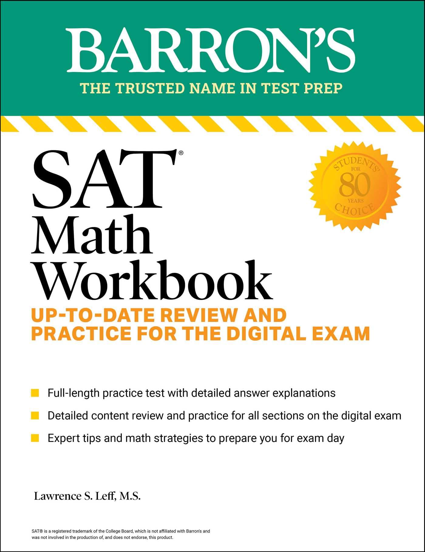 Sat Math Workbook: Uptodate Practice For The Digital Exam (Barron'S Sat Prep),Used