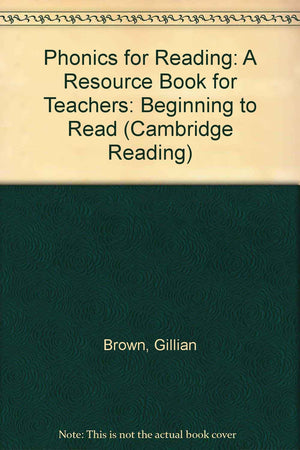 Phonics for Reading: A Resource Book for Teachers (Cambridge Reading),Used