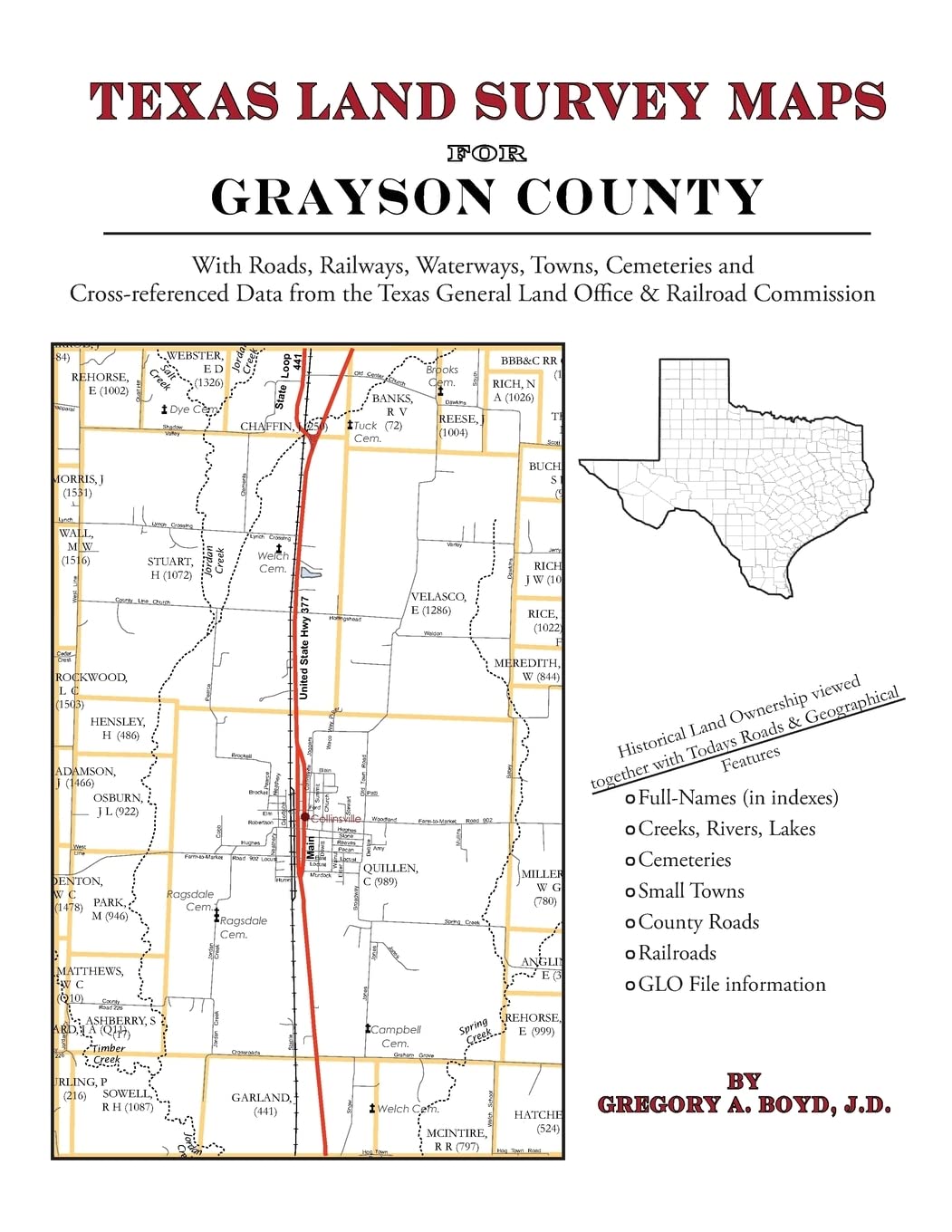 Texas Land Survey Maps for Grayson County,Used