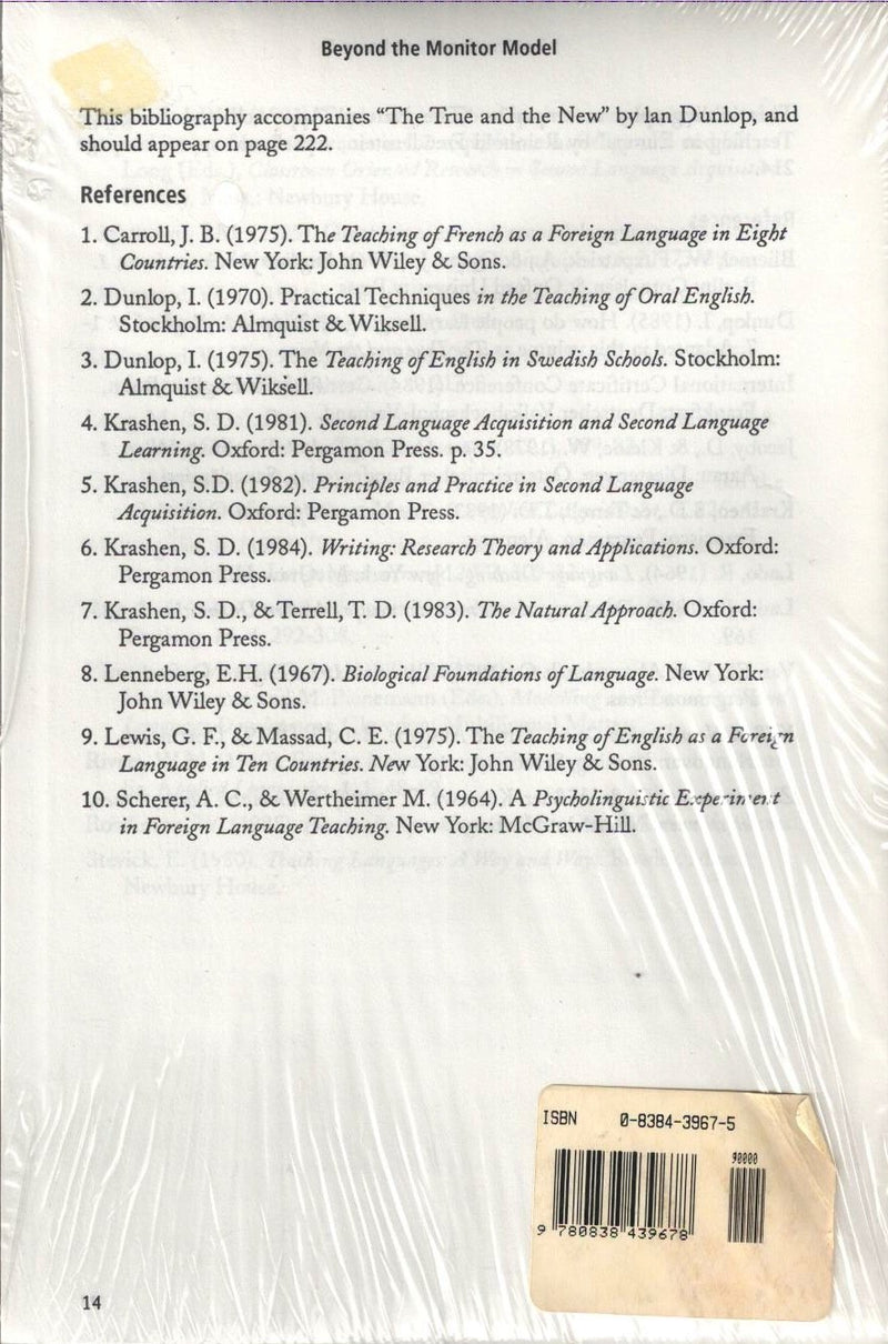 Beyond the Monitor Model: Comments on Current Theory and Practice in Second Language Acquisition,Used