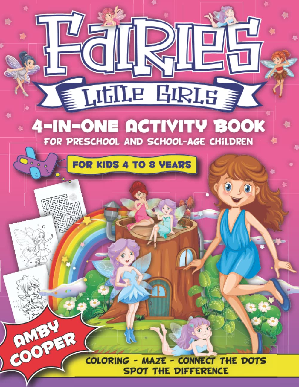 Fairies Little Girls' 4inOne Activity Book: Fun and Learning Activities for Kids 4 to 8 Years, Activity Book for Preschool and,Used