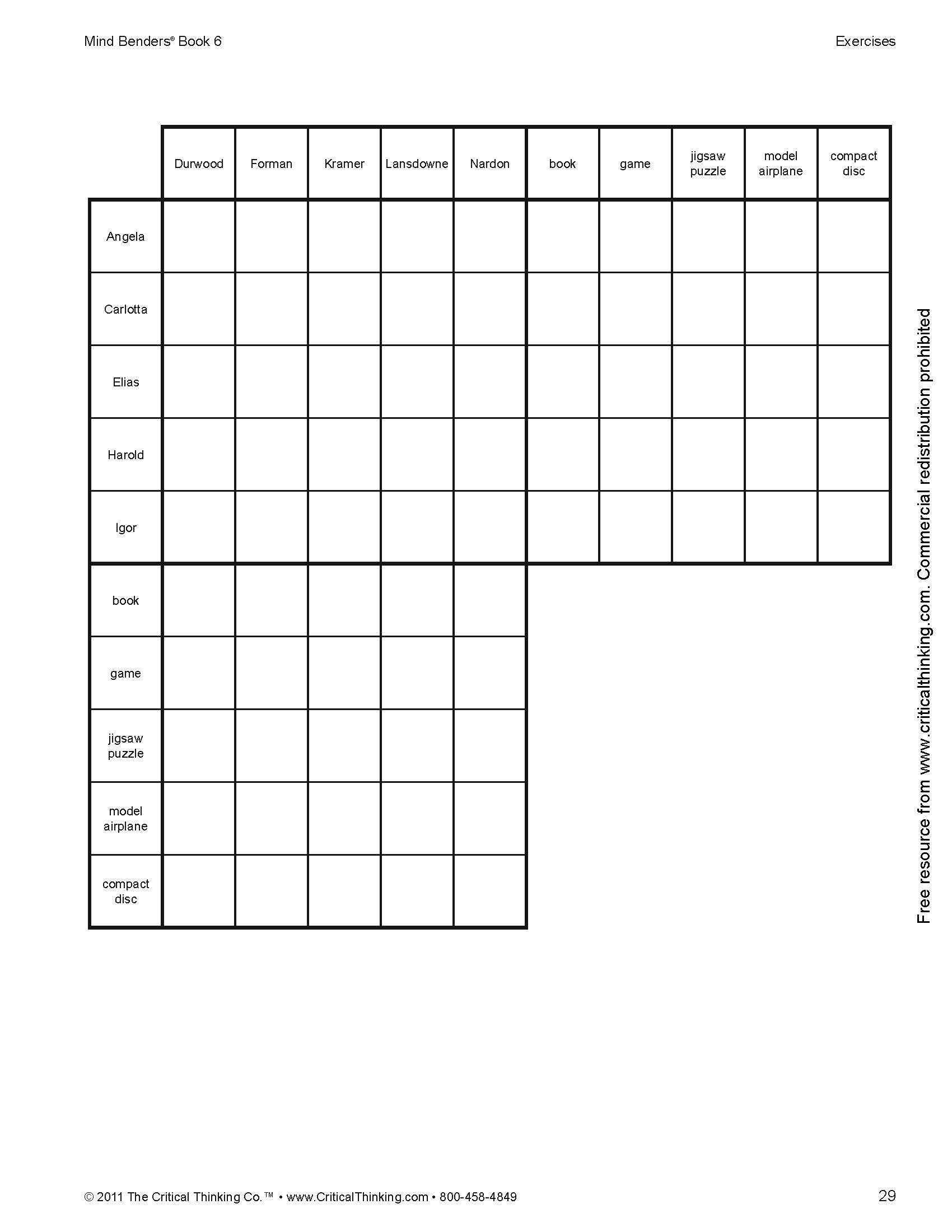 Mind Benders Level 6 Workbook  Deductive Thinking Skills Puzzles (Grades 712)