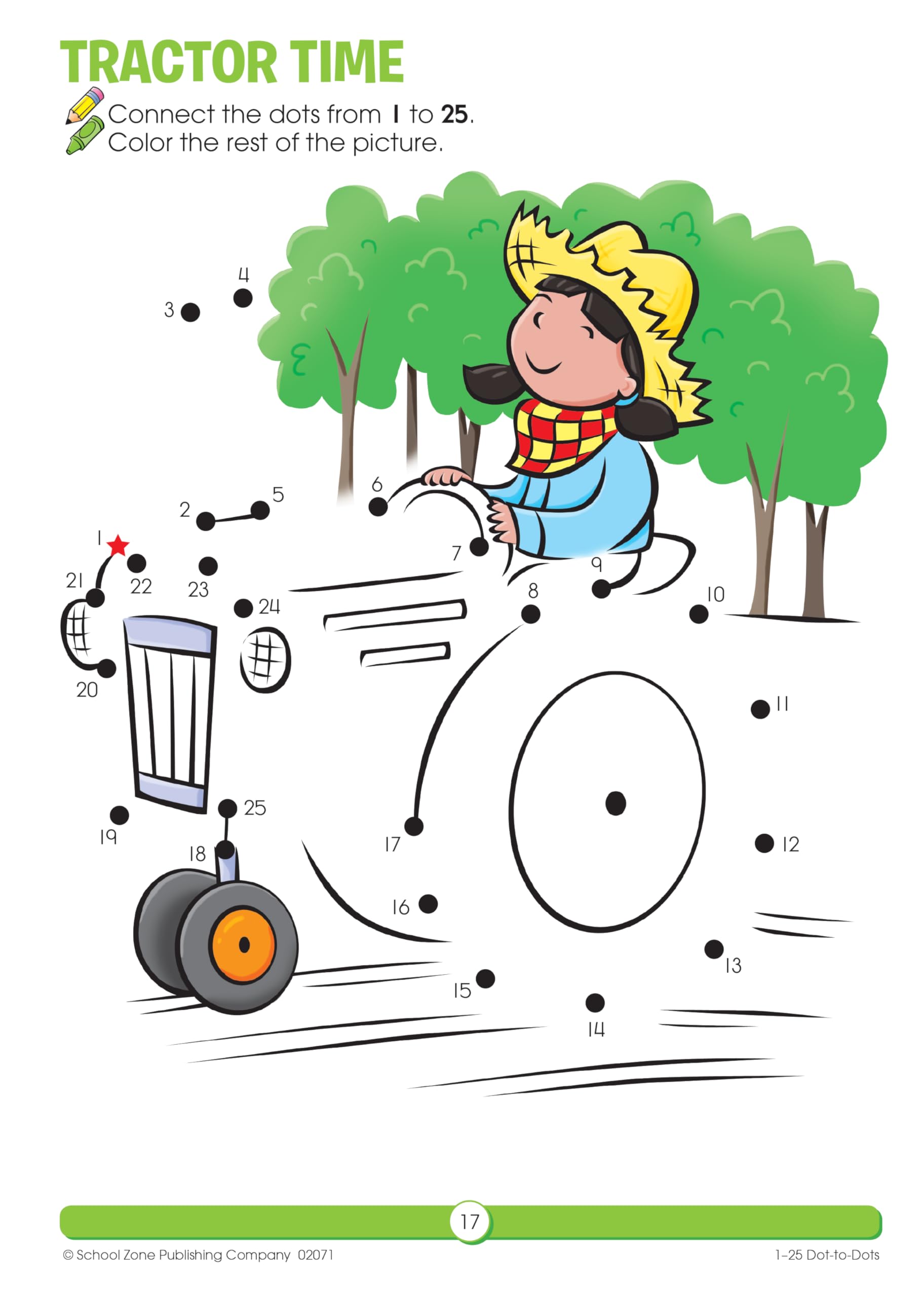 School Zone  Numbers 125 Dottodots Workbook  32 Pages, Ages 3 To 5, Preschool To Kindergarten, Connect The Dots, Numerical -used