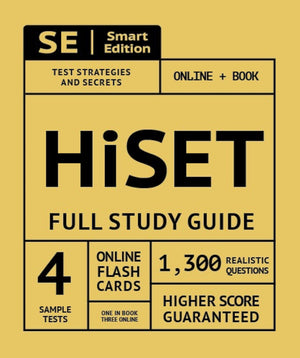 HiSET Full Study Guide: Test Preparation Book For All Subjects Including 4 Full Practice Tests Both In The Book + Online Contain,Used