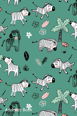 Address Book: For Contacts, Addresses, Phone, Email, Note,Emergency Contacts,Alphabetical Index With Hand Drawn Cute Zebra Patte,Used