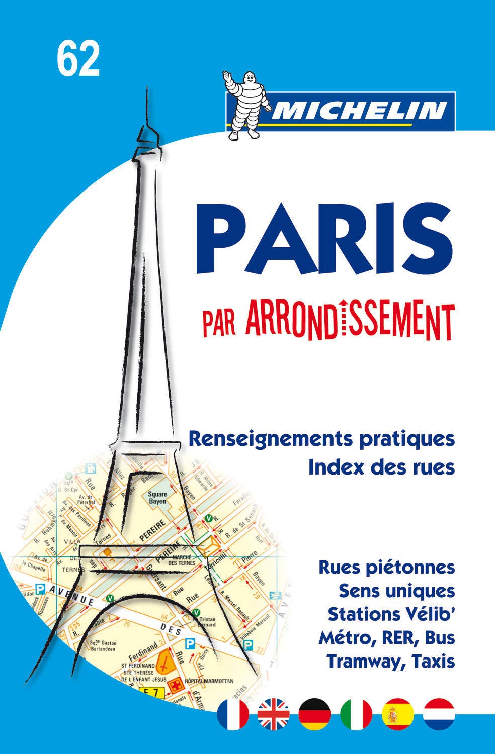 Michelin Map Paris by Arrondissements (saddlestitched) No. 62 (Maps/City (Michelin)),Used