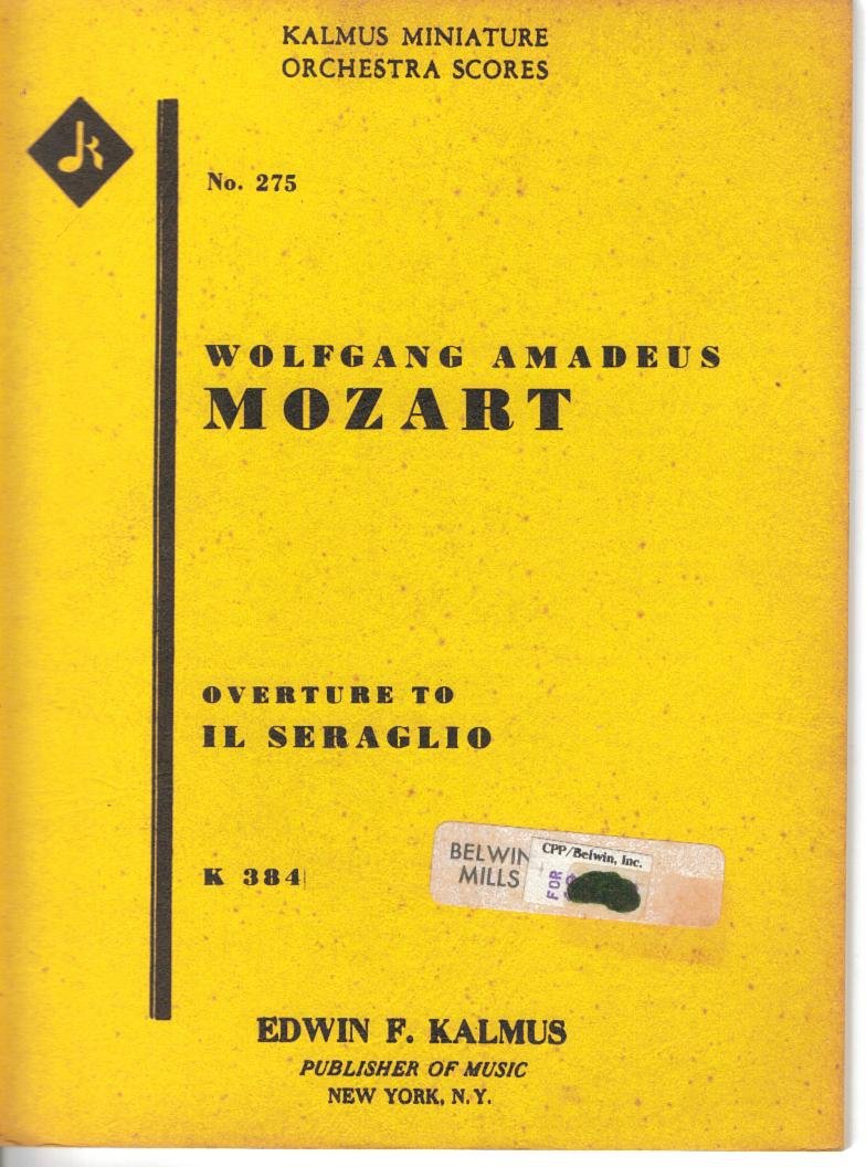 The Abduction from the Seraglio, K. 384: German Language Edition, Miniature Score (Kalmus Edition) (German Edition),Used