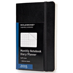 Moleskine 2015 Monthly Planner, 12 Month, Pocket, Black, Soft Cover (3.5 X 5.5)