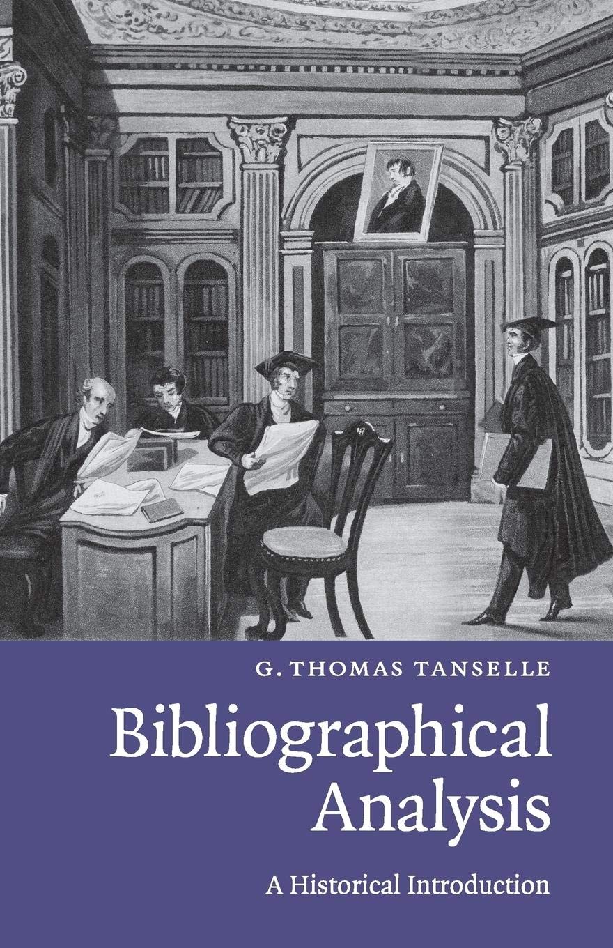 Bibliographical Analysis: A Historical Introduction,Used