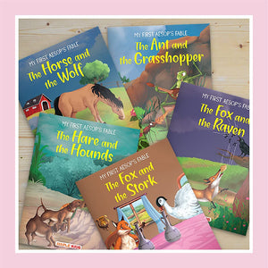 My First Bedtime Stories (Illustrated) (Set Of 5 Books) - The Horse And The Wolf, The Hare And The Hounds, The Fox And The Raven, The Fox And The ... Ant And The Grasshopper - Story Book For Kids