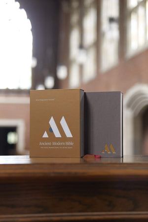 NKJV, AncientModern Bible, Cloth over Board, Gray, Comfort Print: One faith. Handed down. For all the saints.,Used