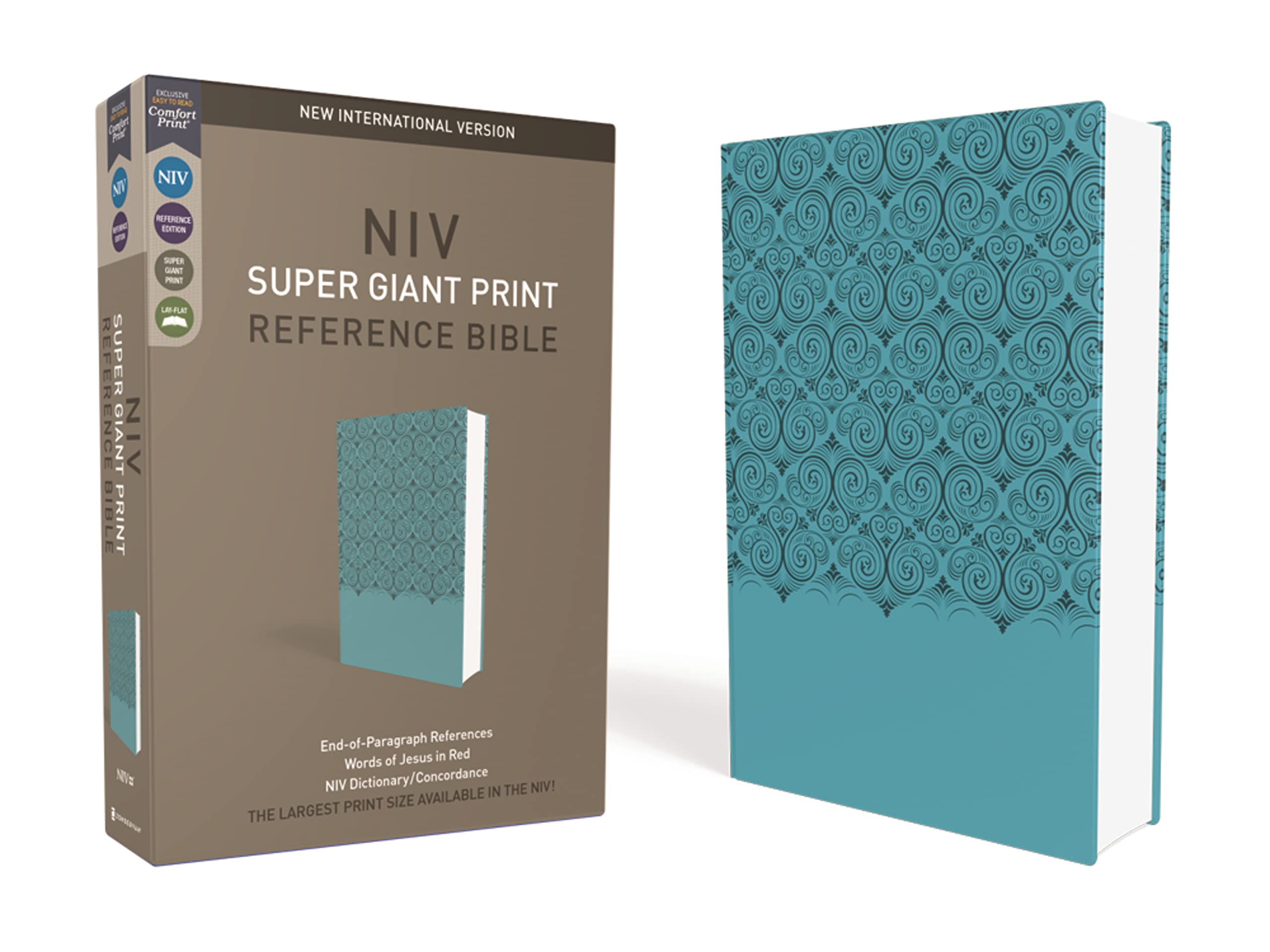 Niv, Super Giant Print Reference Bible, Leathersoft, Teal, Red Letter, Comfort Print