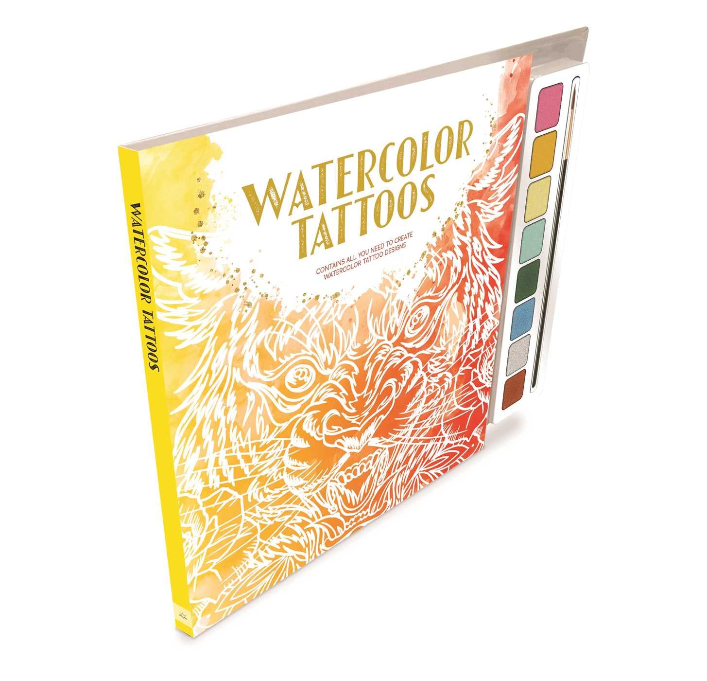Watercolor Tattoos: Watercolor Guidebook With 8 Paints And Brush Perfect For Beginners,New
