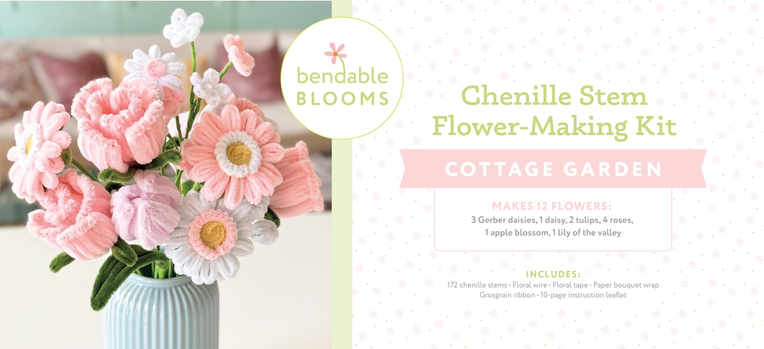 Bendable Blooms Chenille Stem FlowerMaking Kit Cottage Garden: Everything You Need To Make A Beautiful Floral Bouquet: Over 150
