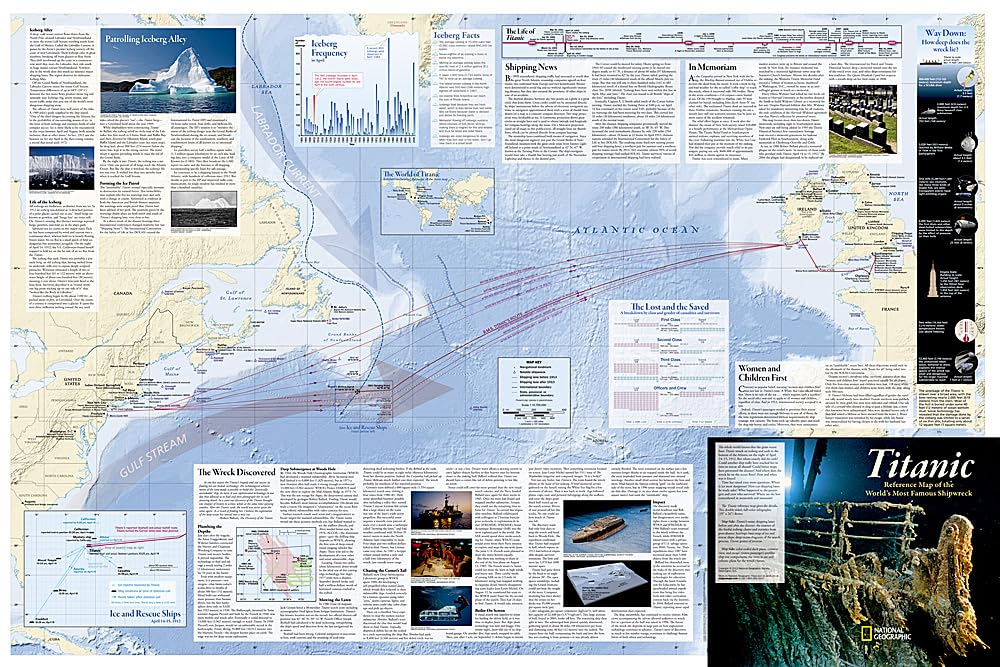 National Geographic Titanic Wall Map  Laminated (39 X 26 In) (National Geographic Reference Map),New