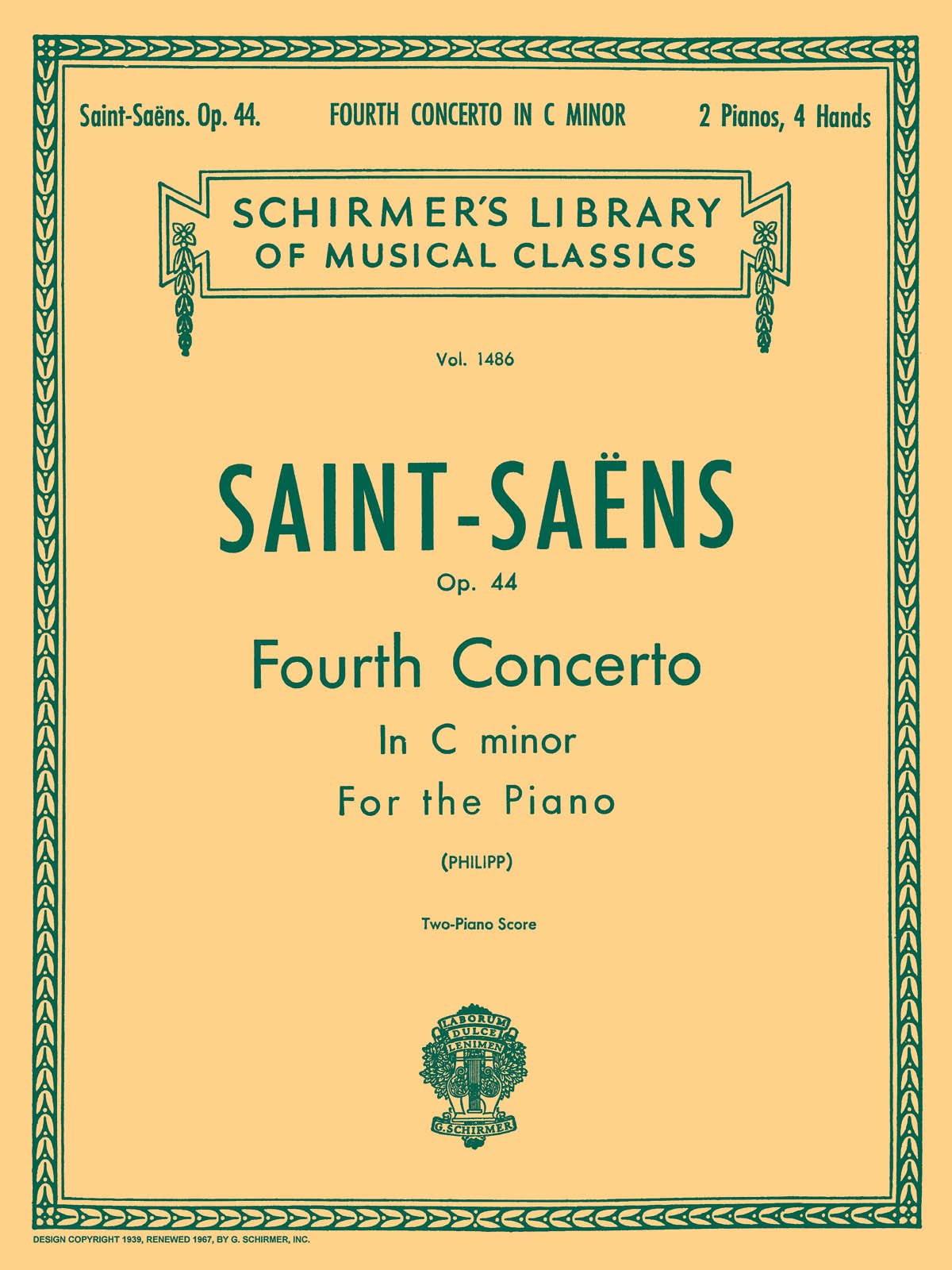 Concerto No. 4 in C Minor, Op. 44: Schirmer Library of Classics Volume 1486 Piano Duet (Schirmer's Library of Musical Classics),Used