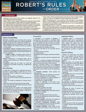Robert's Rules Of Order QuickStudy Laminated Reference Guide (QuickStudy Business),Used