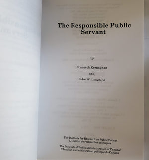 The Responsible Public Servant (English and French Edition),New